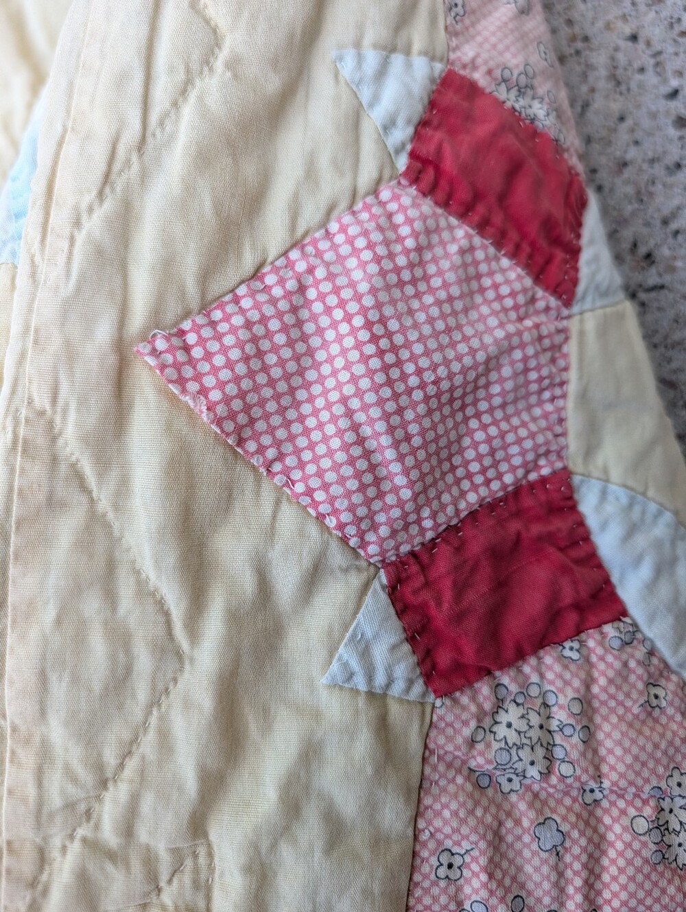 VINTAGE QUILT PANTS feedsack patchwork upcycled S - Picture 15 of 16